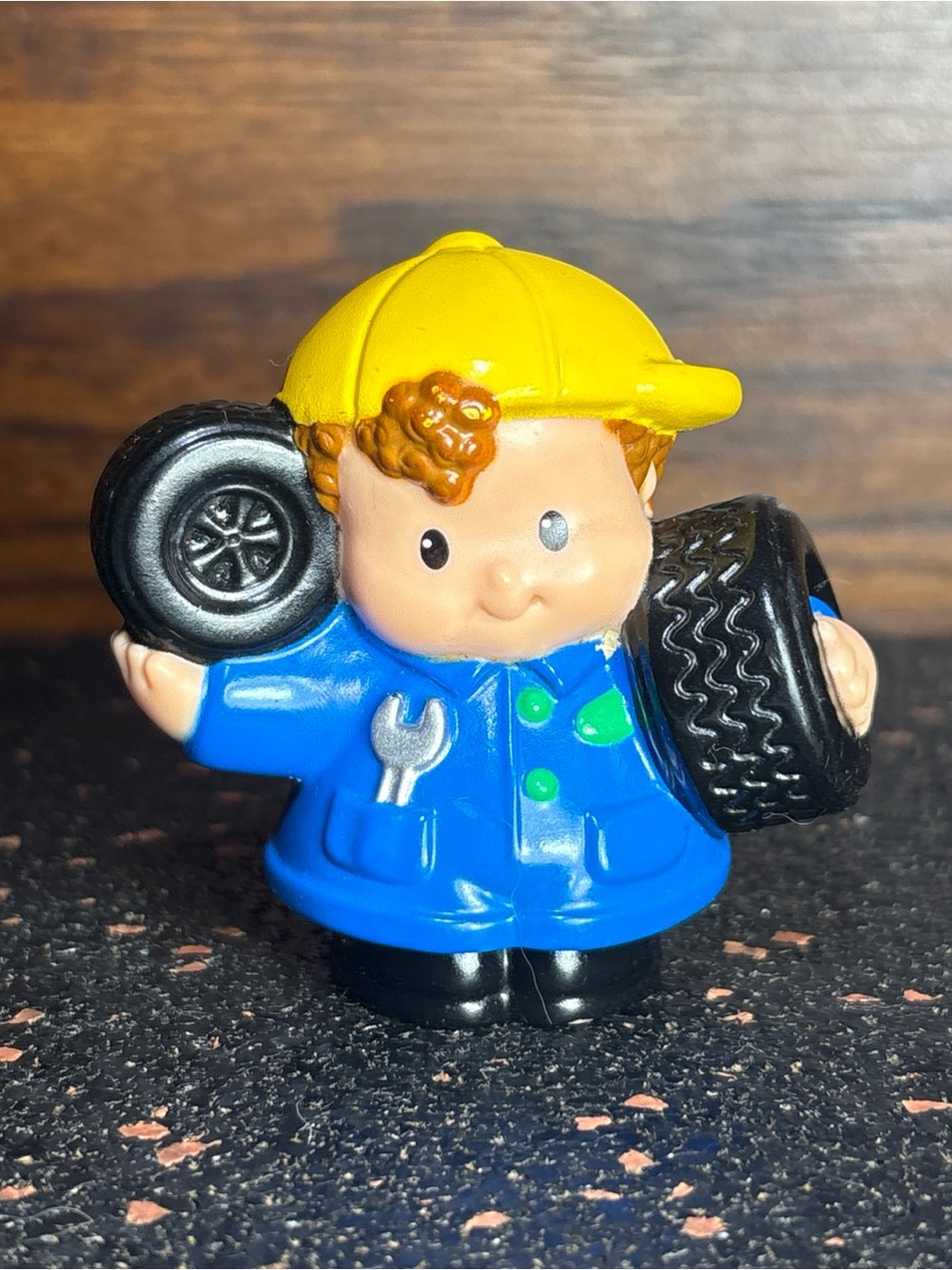 Little People Eddie Mechanic with Tires 2009 Rare HTF Figure Toy 2.5” Tall
